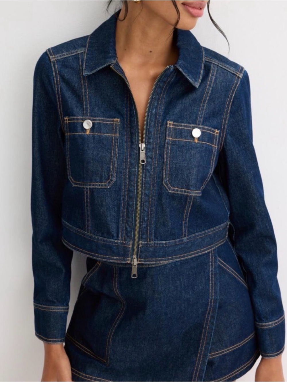 Veronica Beard Denim Zip-Front Jacket